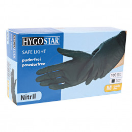Hygostar Safe Light Nitril Handschuhe schwarz, 100 Stück | tat2basix Tattoobedarf Onlineshop