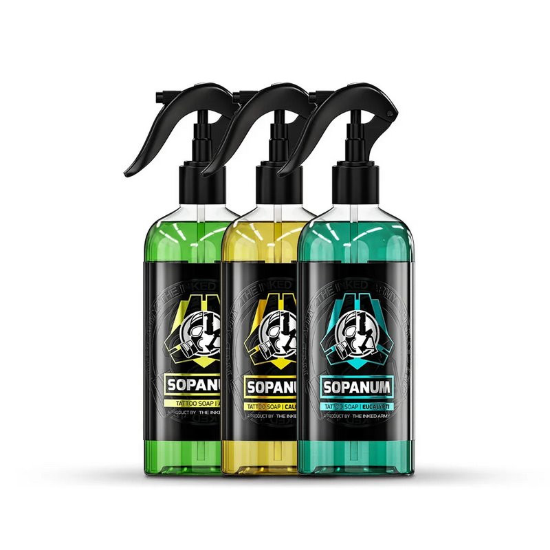 Seife/ Green Soap | The Inked Army | THE INKED ARMY - Sopanum - Tattoo Soap - Gebrauchsfertiges Spray - 500 ml Seife/ Green Soap | The Inked Army | THE INKED ARMY - Sopanum - Tattoo Soap - Gebrauchsfertiges Spray - 500 ml
