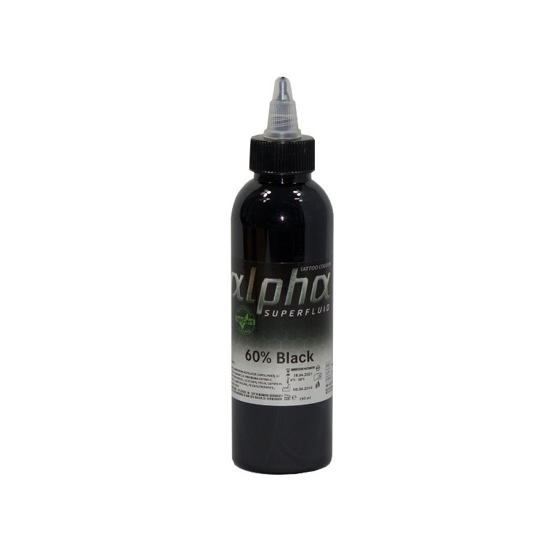 Alpha Superfluid 60% Black, 150 ml Tätowierfarbe Alpha Alpha Superfluid Tattoobedarf Alpha Superfluid 60% Black, 150 ml Tätowierfarbe Alpha Alpha Superfluid Tattoobedarf
