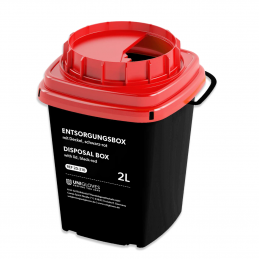 Verbrauchsartikel | Unigloves | Entsorgungsbox/ Kanülenabwurfbehälter - schwarz, 2 Liter Volumen
